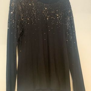 INC sequin black top